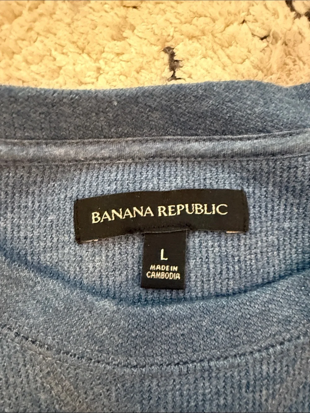 Banana Republic Men's Heather Blue waffle Crewneck long sleeve / Size Large (L)